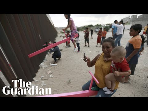 US border wall see-saws allow children on each side to play together