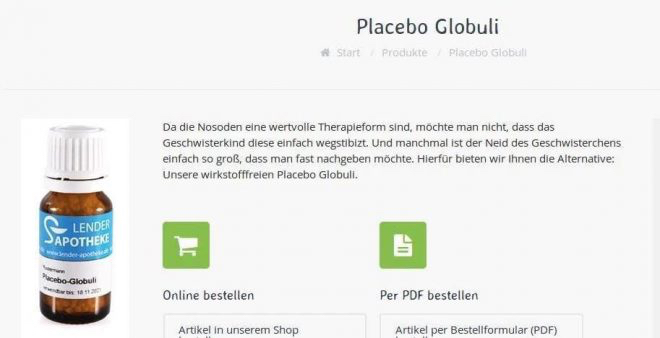 Wirkstofffreie Placebo Globulis