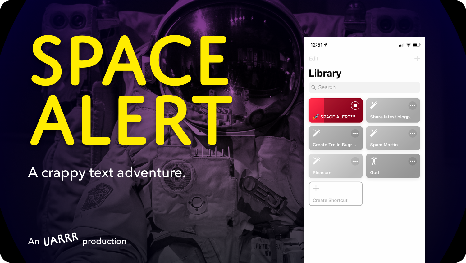 SPACE ALERT – An Apple Shortcuts Text Adventure