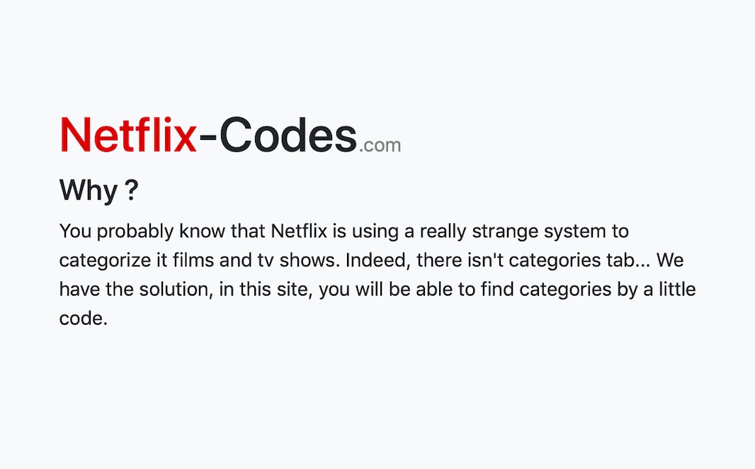 Netflix Category Codes