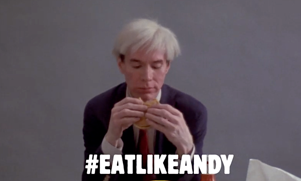 Andy Warhol verspeist einen Whopper (Super Bowl Ad)