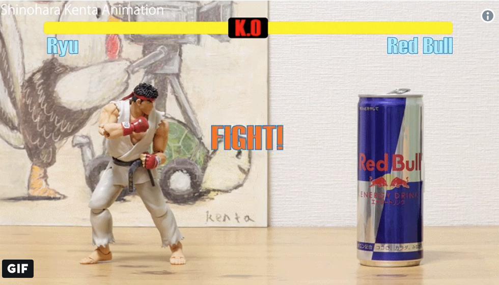 Ryu vs. Red Bull Can (Stop Motion)