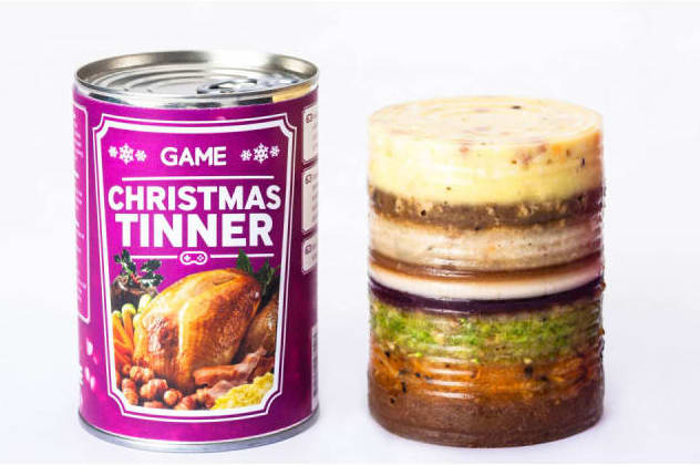 Veganes Weihnachtsessen aus der Dose konzipiert für Gamer