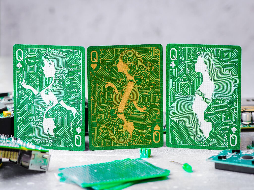 https://www.zwentner.com/wordpress/wp-content/uploads/2020/02/Circuit-Board-Playing-Cards-PCB-Edition-Queens.jpg