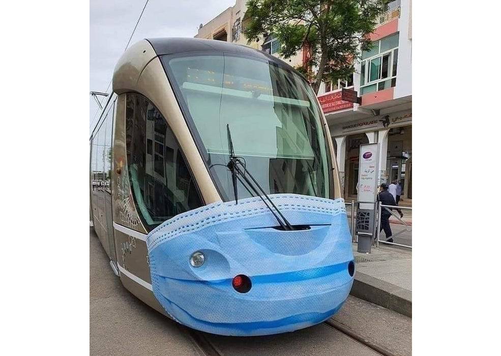 Trams are wearing face masks in Rabat (Capital of MOROCCO)