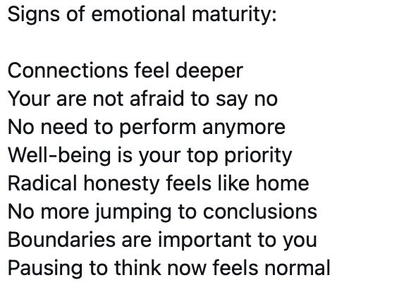 Signs of emotional maturity