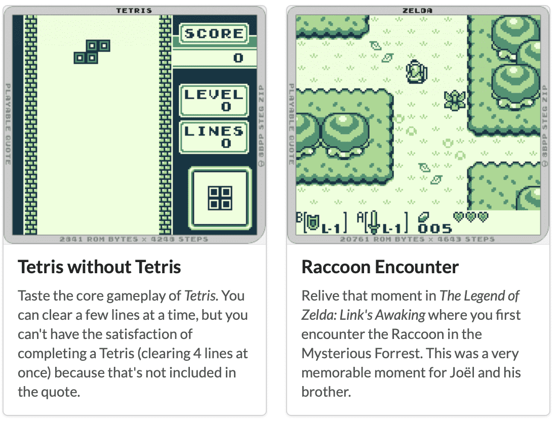Playable Game Boy Quotes