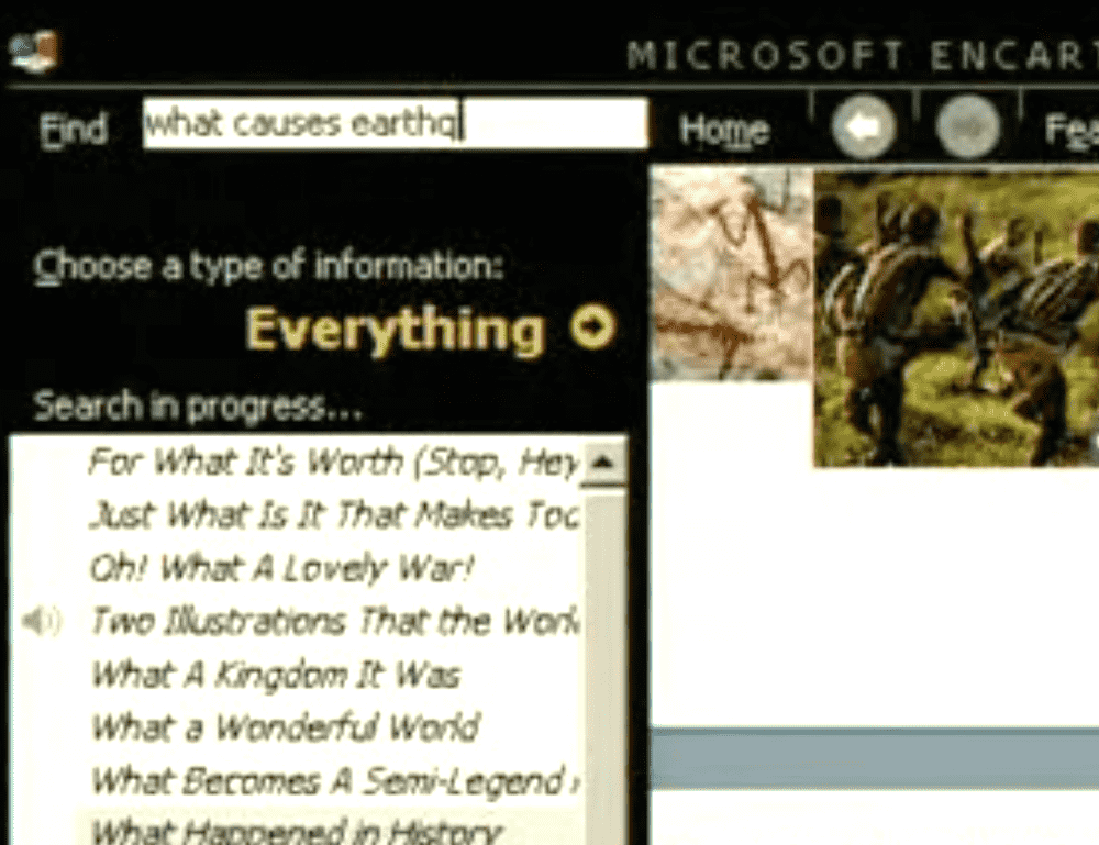 Ad in WInodws98 SE CD - Microsoft ENCARTA 99