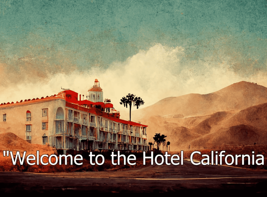 Eagles, Hotel California: But the lyrics are AI generated images