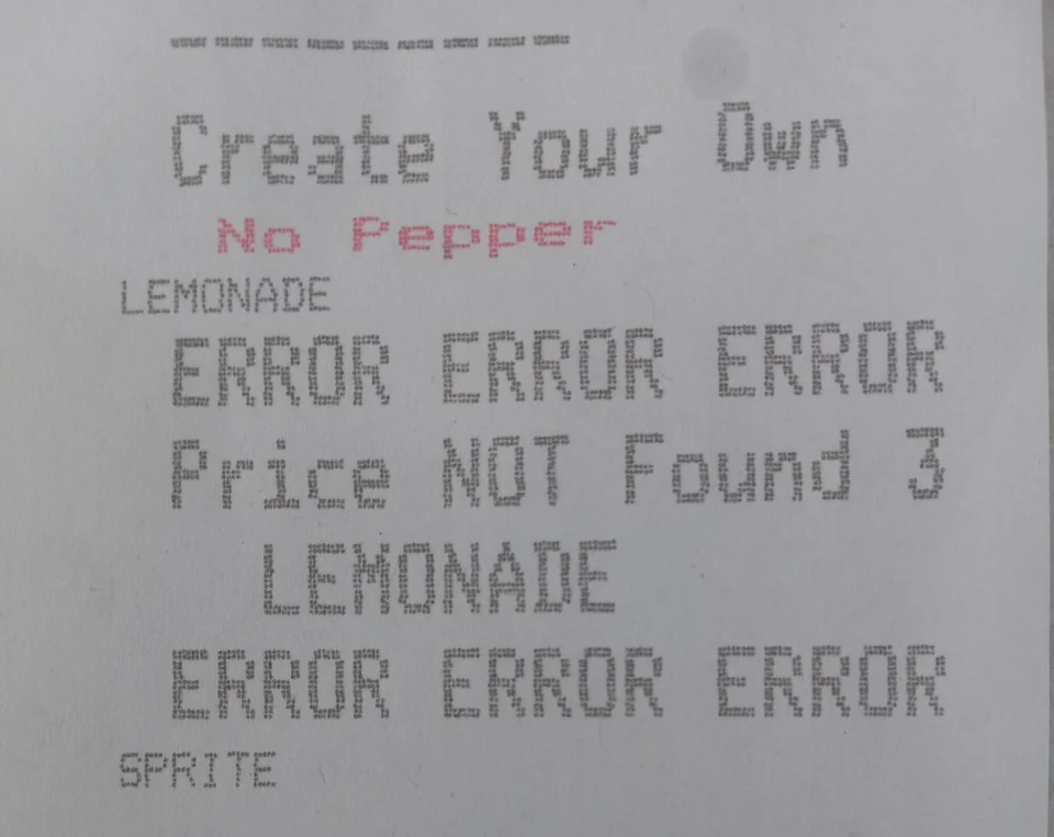 ERROR ERROR Restaurant Takeout Receipt ERROR ERROR