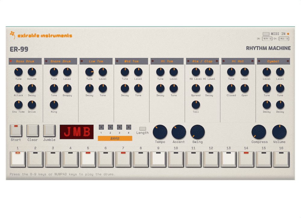 Emulate the legendary Roland TR-909 right in your Browser