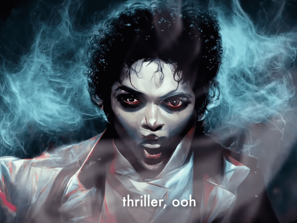 Here is an AI generated Musikvideo for Michael Jacksons Thriller