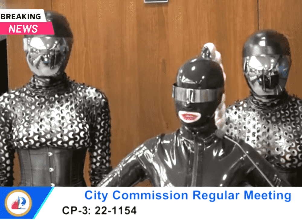 Three Dominatrix in full BDSM ask politicians for financial support to build a dungeon