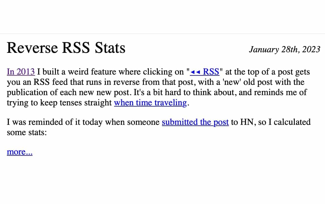 Reverse RSS Feed