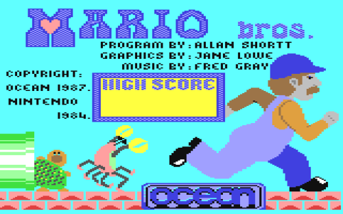 Official title-screen for the C64 Version of Mario Bros.