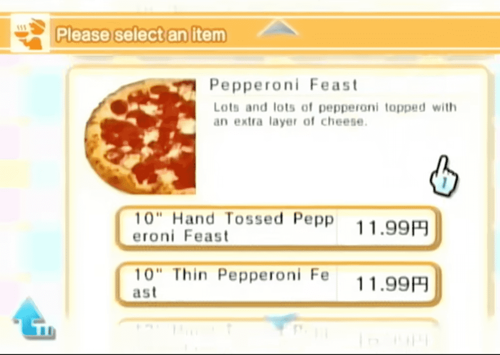 Ordering a Pizza on a Nintendo Wii