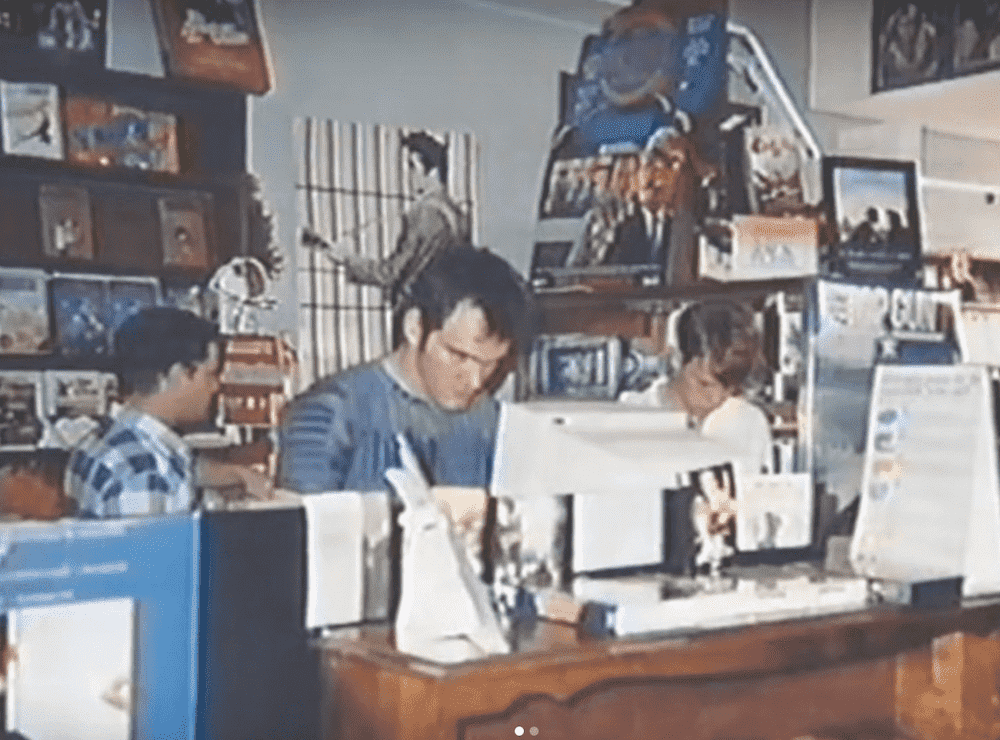 80s Quentin Tarantino working at a Video Rental