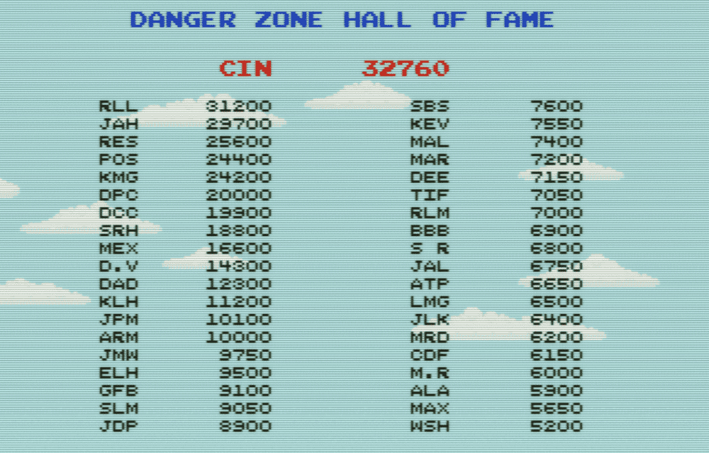 Arcade Authorship shown in High Score Table Credits