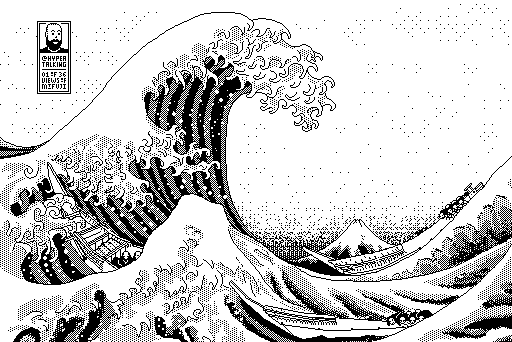 1-bit Macintosh rebuild of Hokusai's 'The Great Wave'
