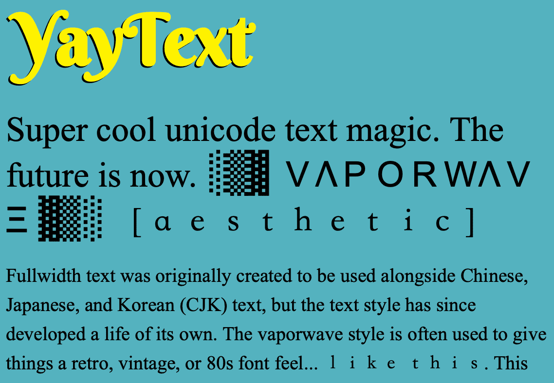 Vaporwave and Unicode Analysis