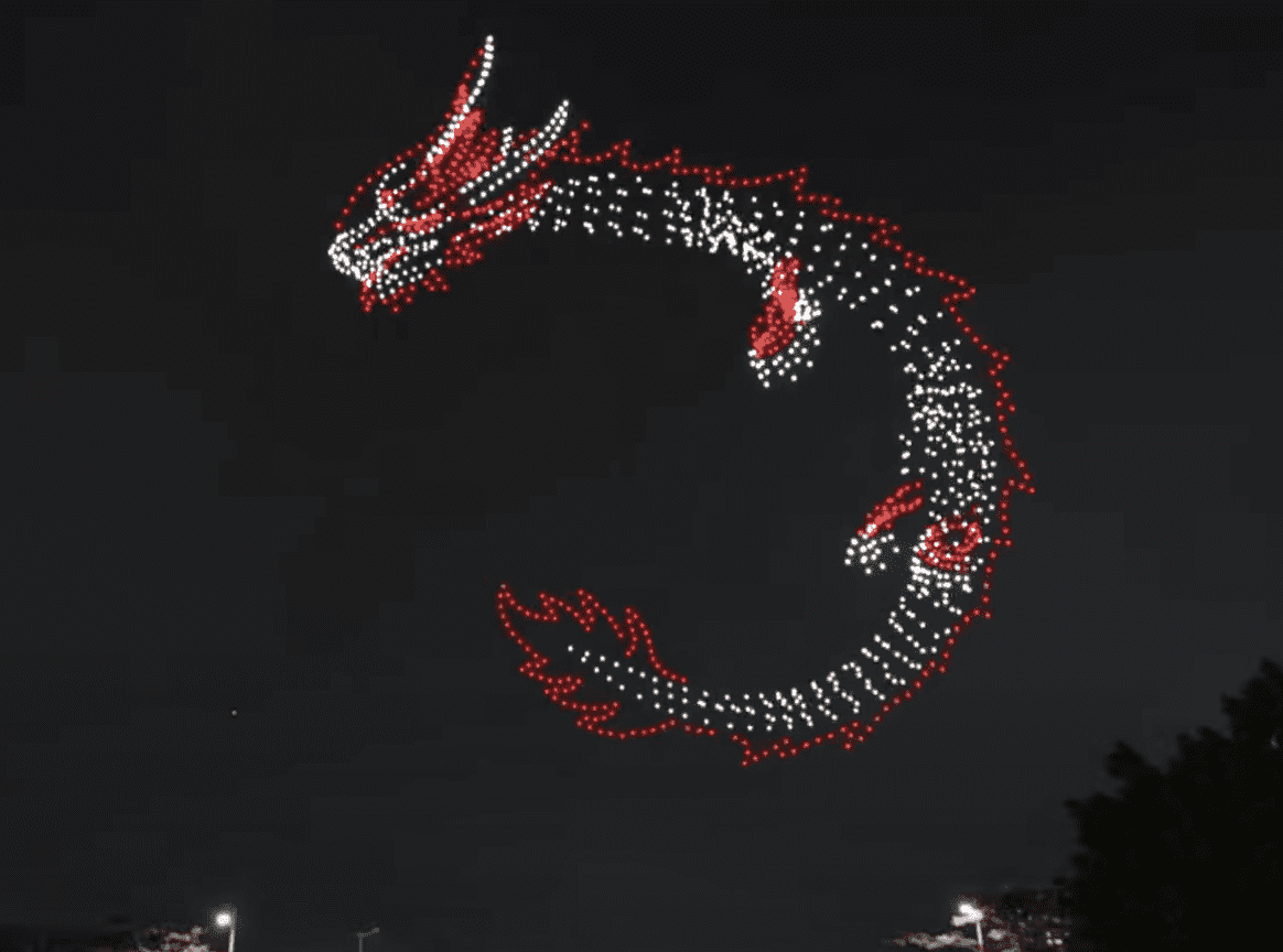 Incredible dragon-shaped drone performance